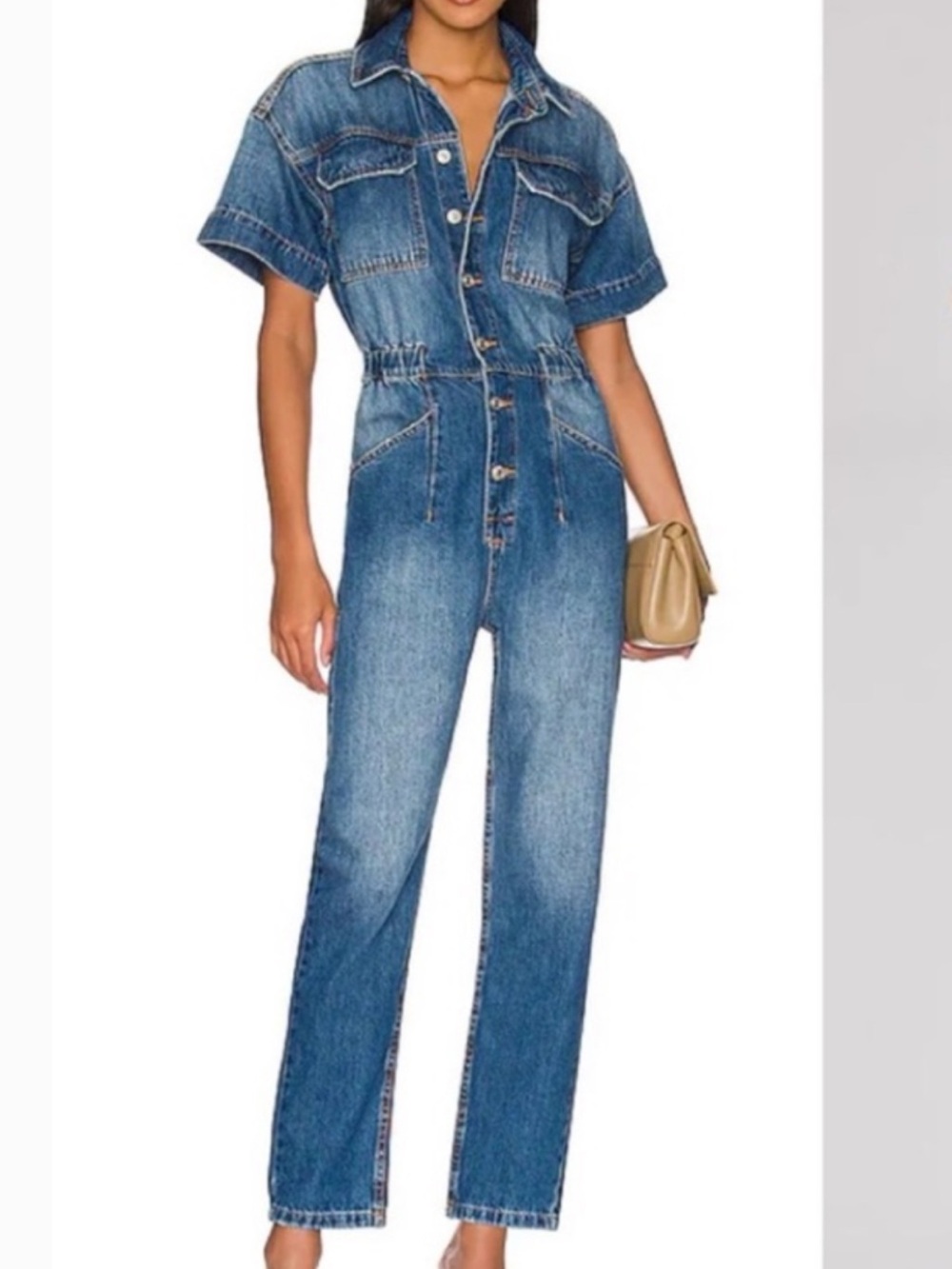 Free People We the Free Marci Denim Jumpsuit Romper Boho Fall XS